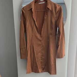 Abercrombie & Fitch Gold Bronze Long Sleeve Dress sz M